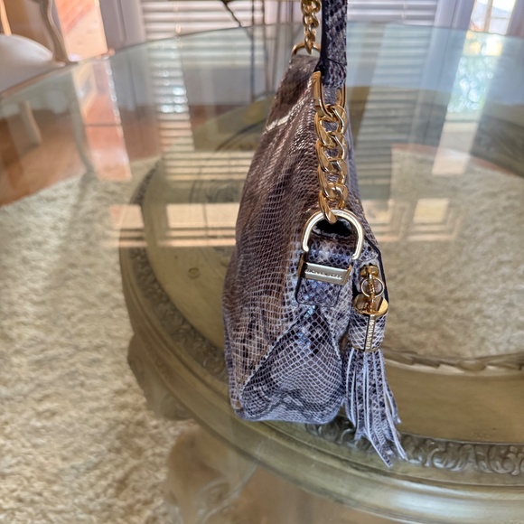 Michael Kors Bedford Crossbody Shoulder Bag Leather Python Embossed Handbag - Picture 2 of 14